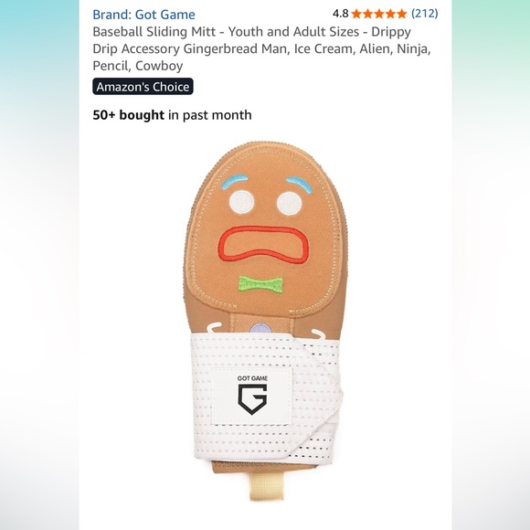 Youth Gingerbread Baseball Sliding Mitt - Picture 1 of 3